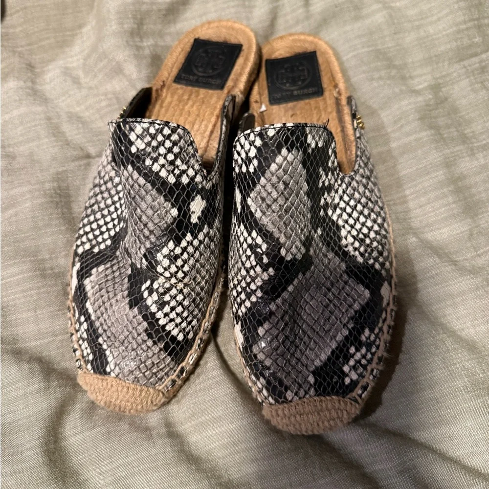 Tory Burch Snake Print Slip-On Espadrilles